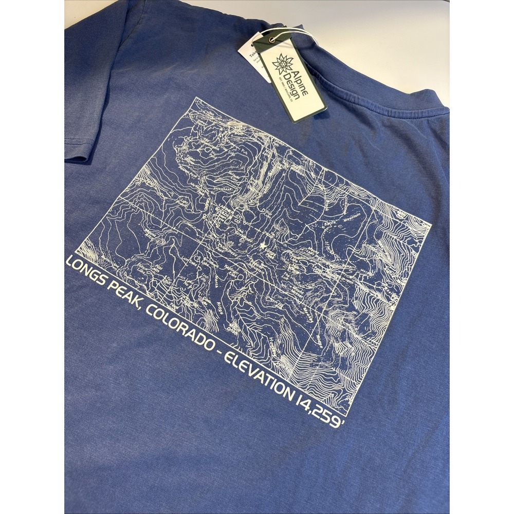 ALPINE DESIGN Graphic‎ Mountain Lake Long Peak Colorado T-shirt UPF 30 Men's L